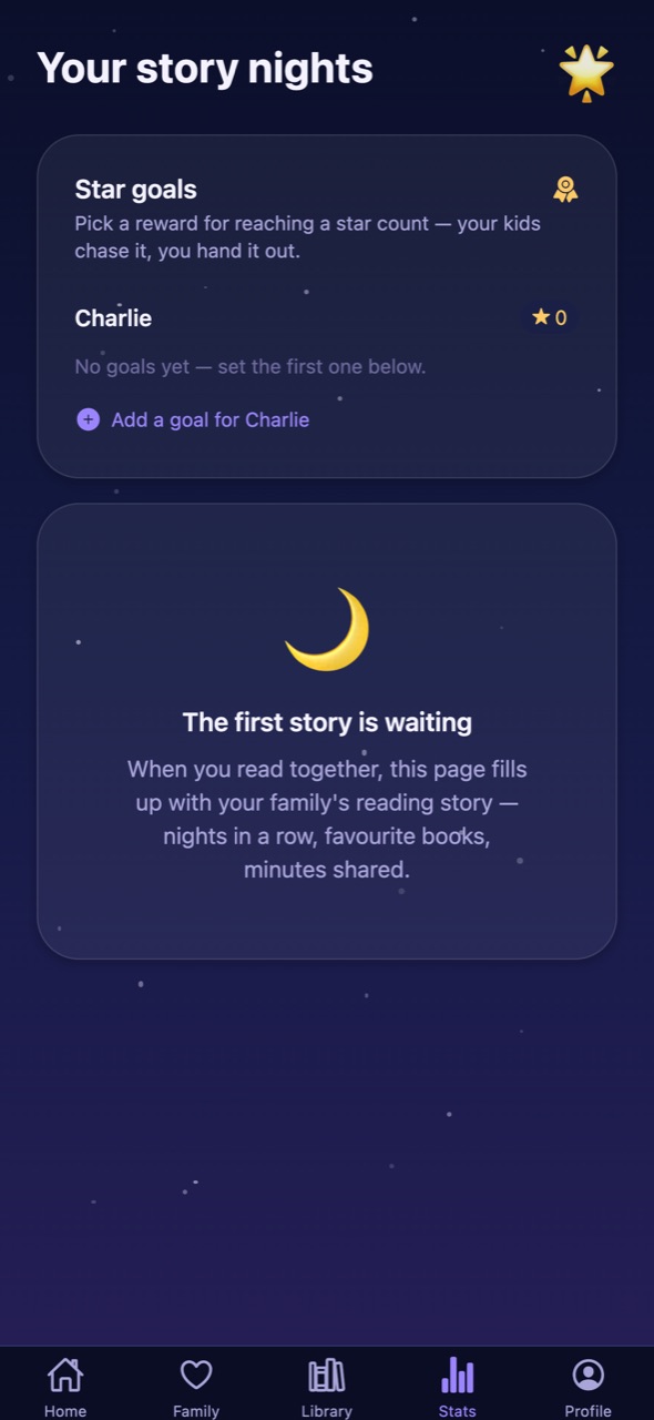 Star goals and the family's story nights in StoryLink.