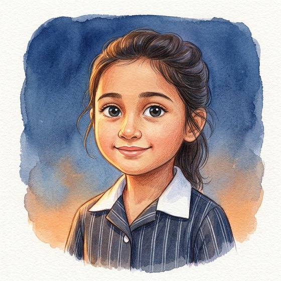 A storybook portrait of his eldest daughter.